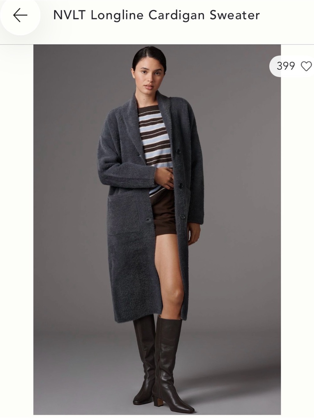 NVLT Longline Cardigan Sweater - Charcoal